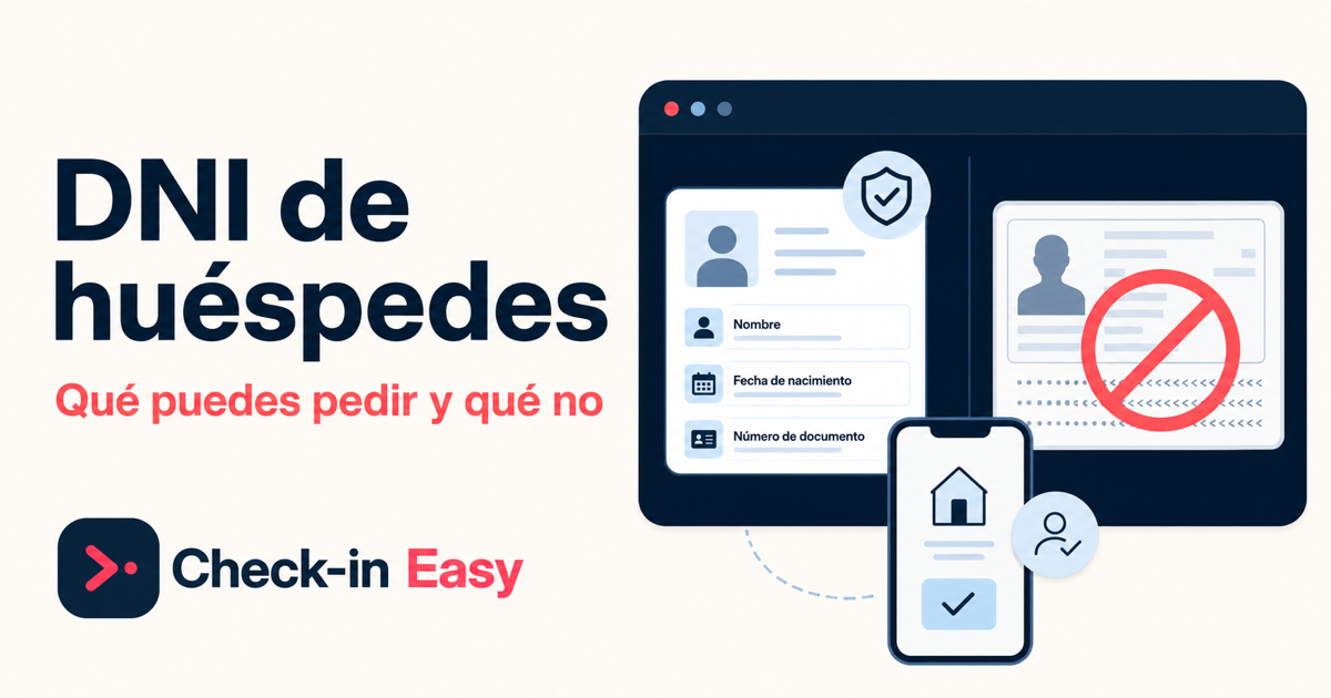 Formulario de registro de huéspedes con los datos necesarios frente a una copia completa del documento rechazada